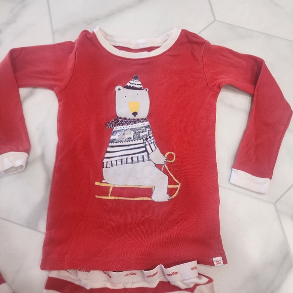 [ Baby Gap] size 5-cutest long sleeve & pants pajama set- red/ white stripe 🐻‍❄ - Picture 6 of 16